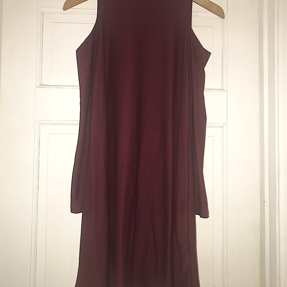 Red Flowy Long sleeve Turtleneck Dress small